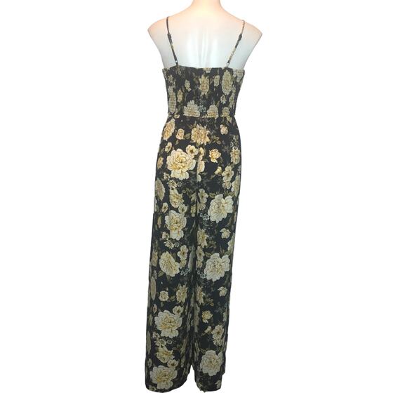 Xhilaration Navy and Yellow Floral Jumpsuit - Size Small - Picture 6 of 8
